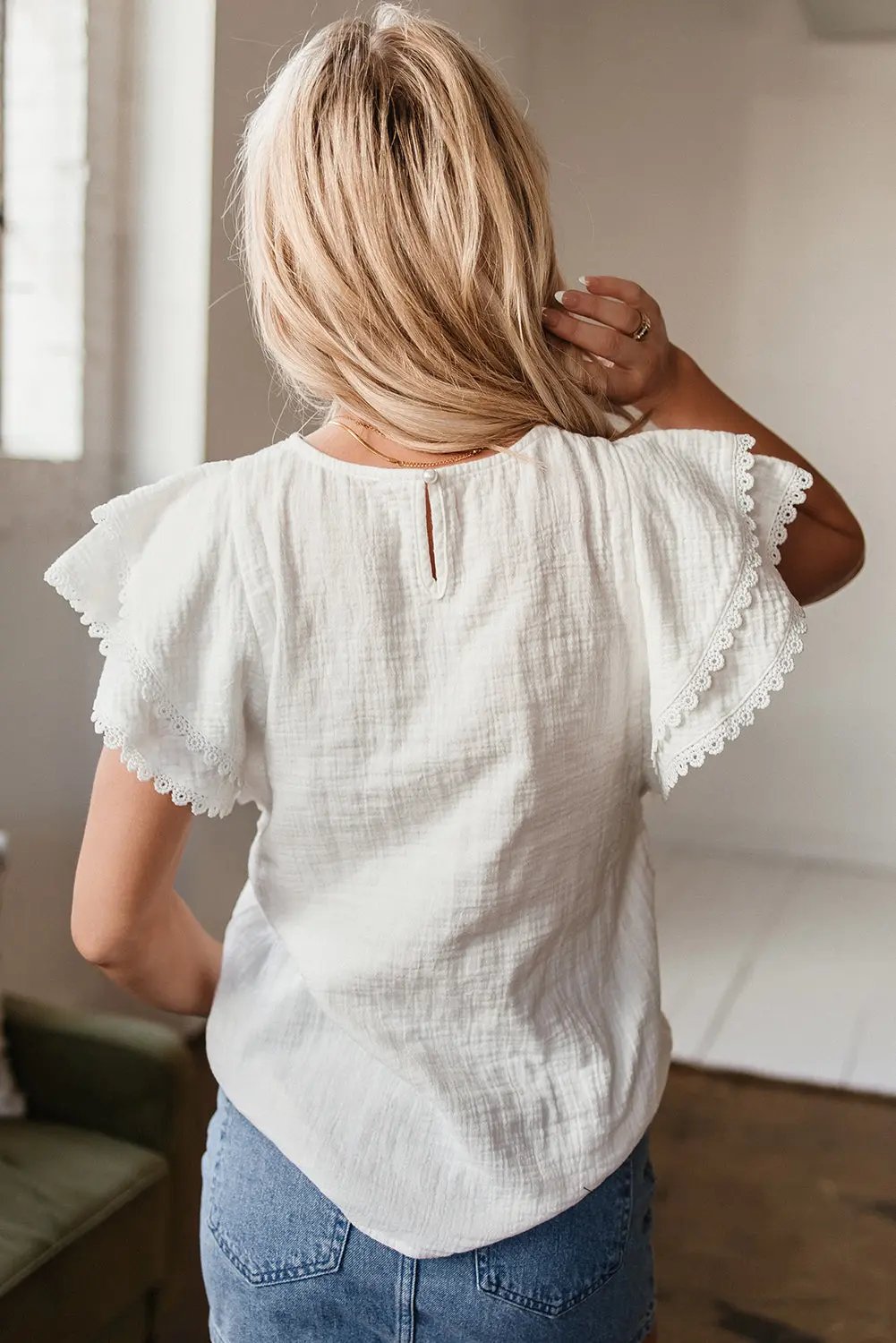 Blouse - Crinkled Ruffle Sleeve - Southern Belle Style