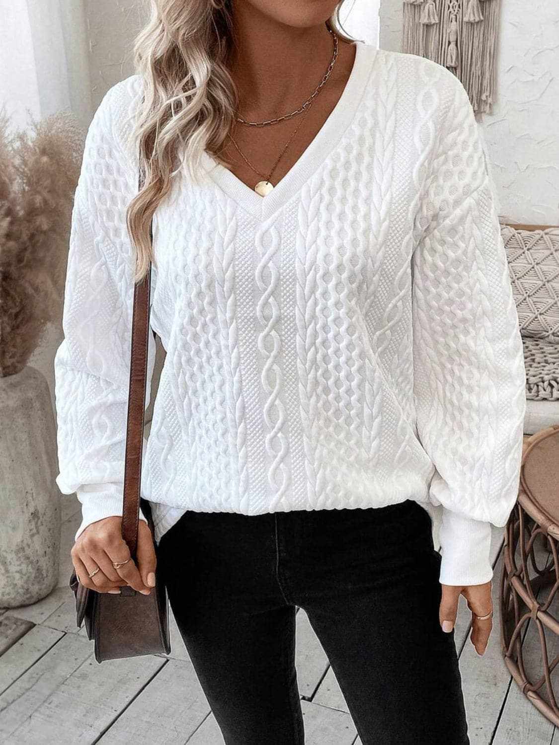 Trendsi Casual V-neck long sleeve top
