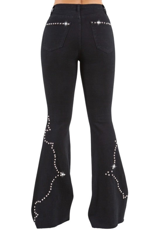 GJG Denim Santa Fe Bell Bottom Jean in Black Denim
