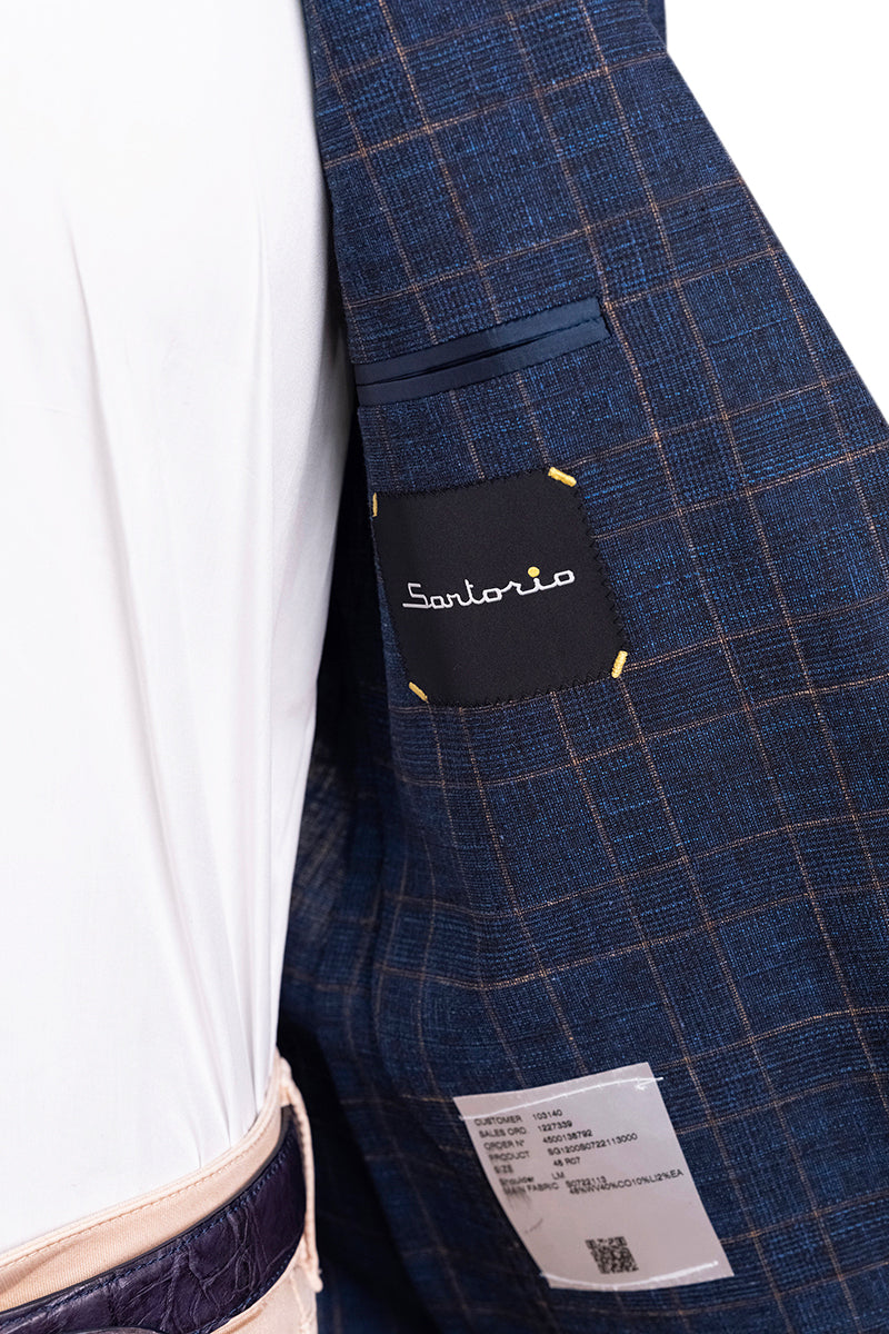 Sartorio Double-Windowpane Wool-Cotton Sport Jacket