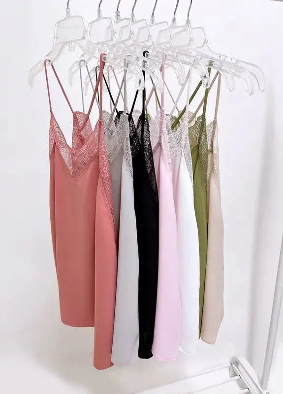 Lace Cami Tank Top - Delicate Lace Trim - Cute & Comfy