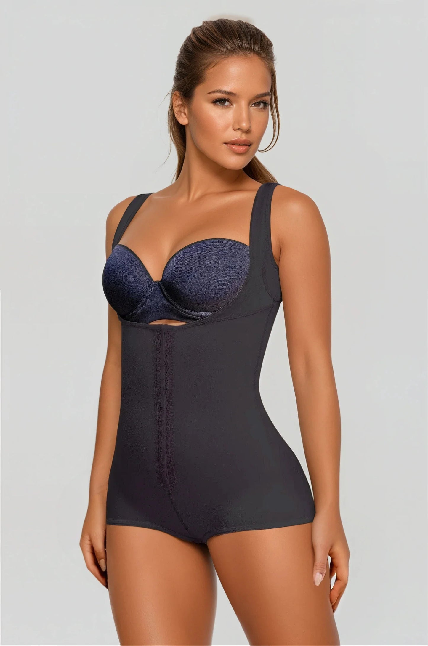 Open Bust Boyshort Bodysuit w/wide straps