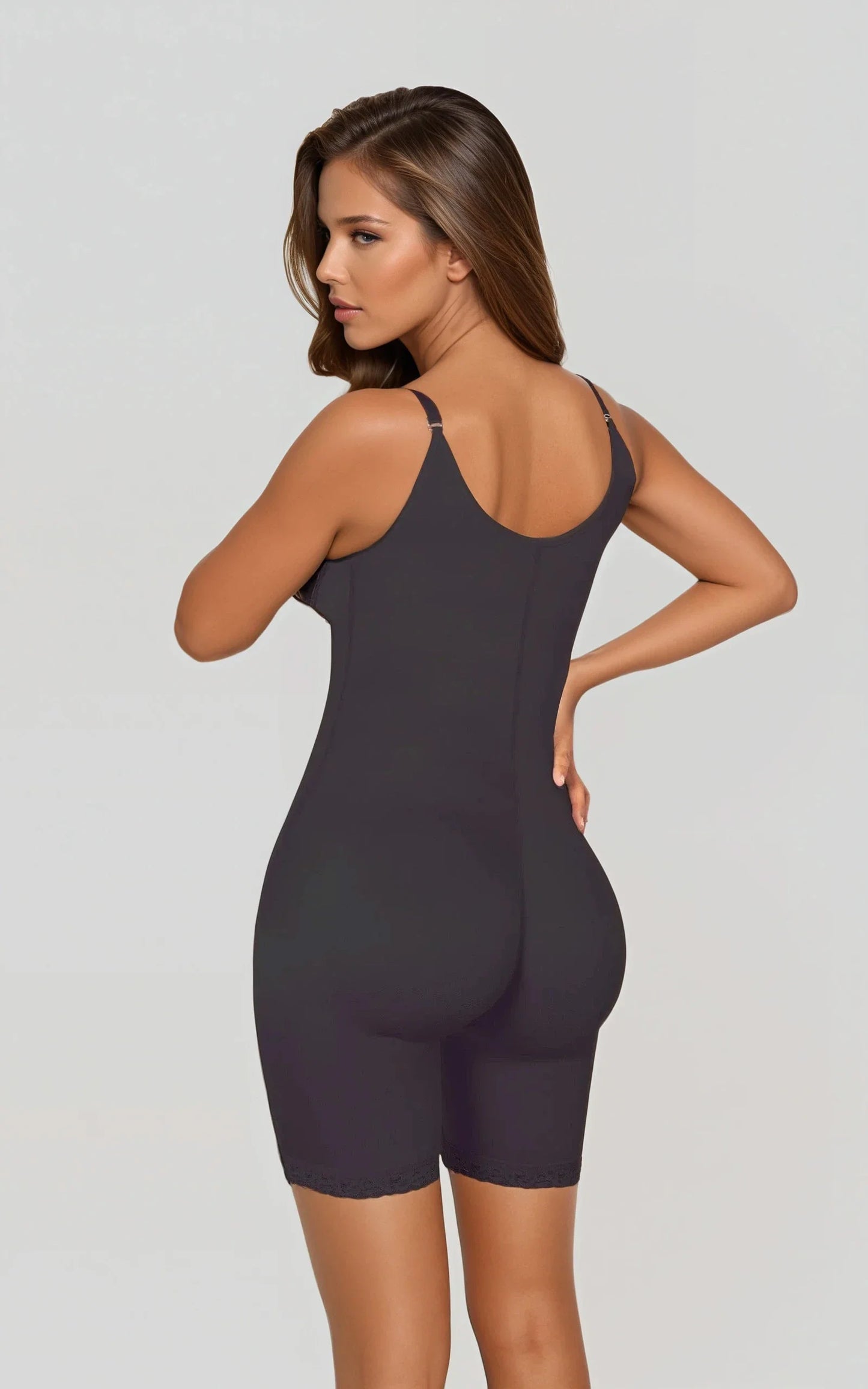 Open Bust Full Body Suit MIid-Thigh w/Front Zipper & Lace