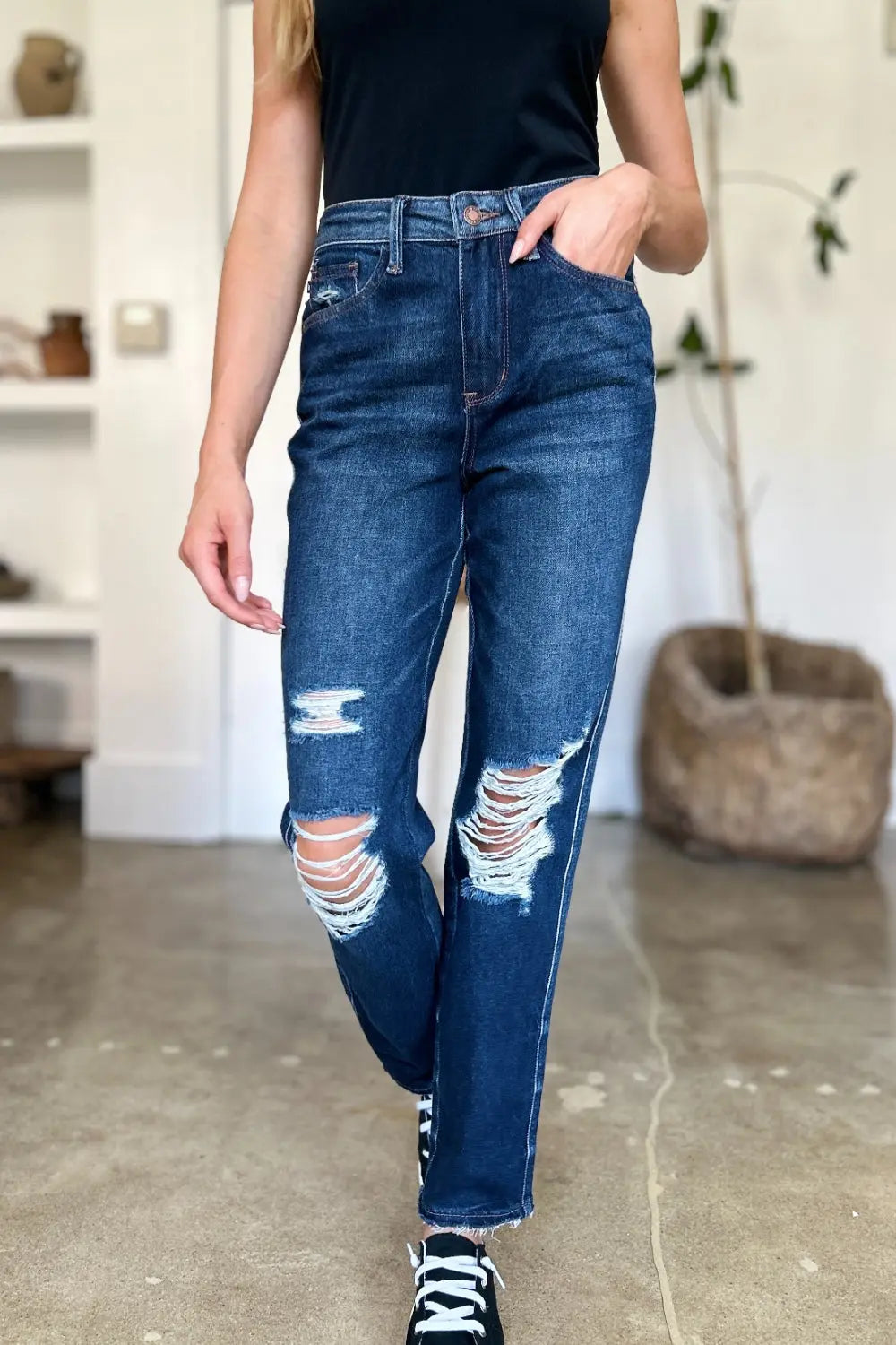 Trendsi Judy Blue Jeans Women's High Waist Straight Leg Everyday Denim Comfort Stretch