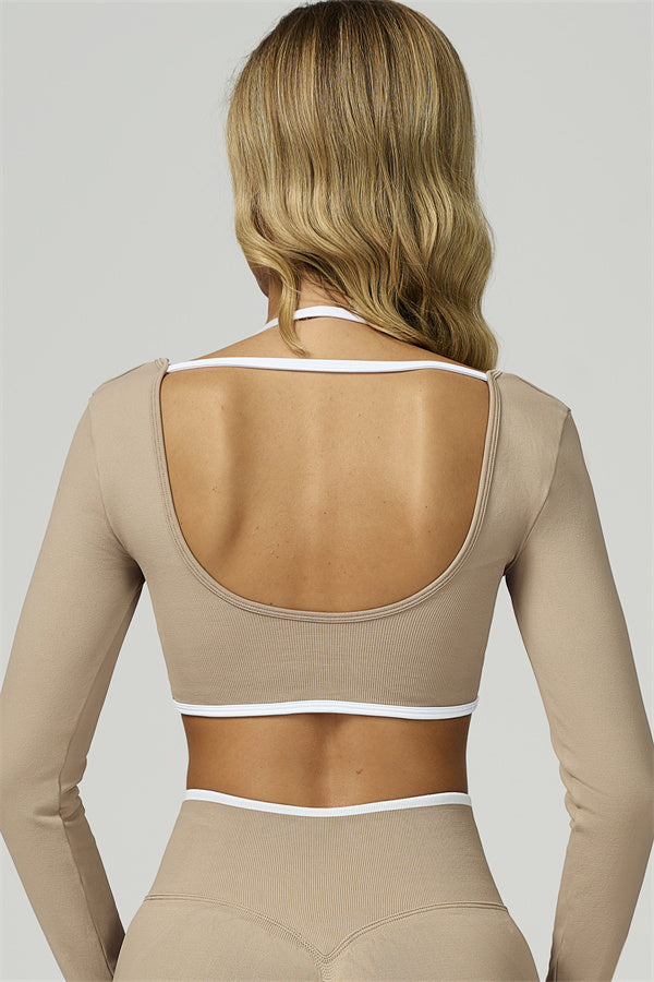 The Prime Line Long Sleeve Crop Top Shorts 2-Piece Set