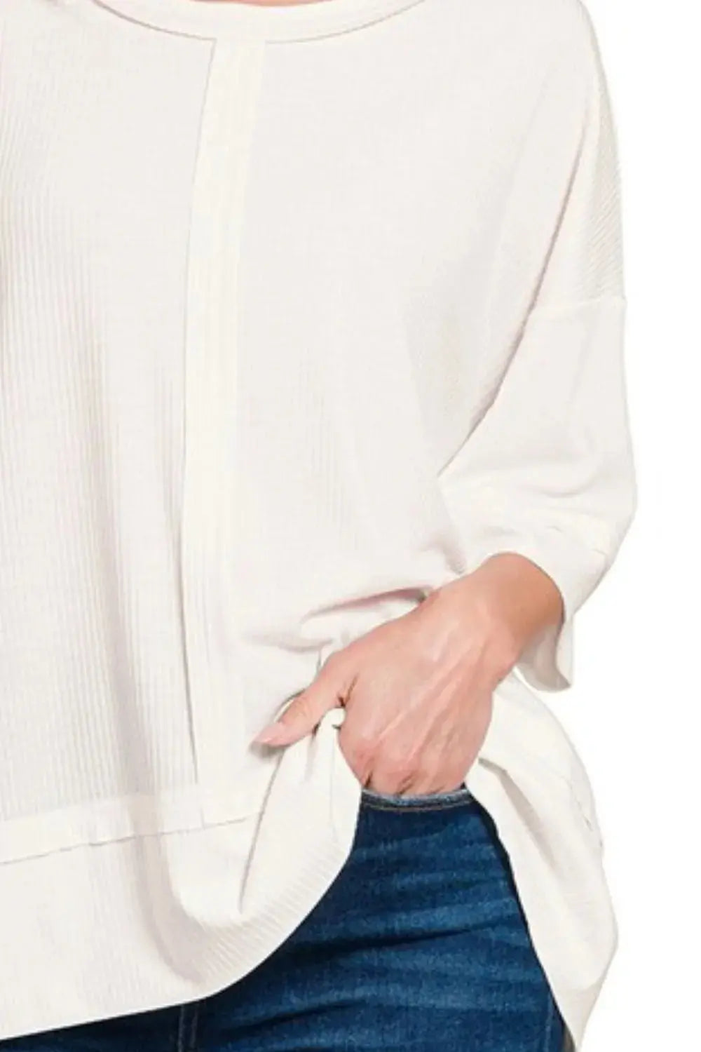 Women's Ribbed Boat Neck Tee - Soft Casual Style