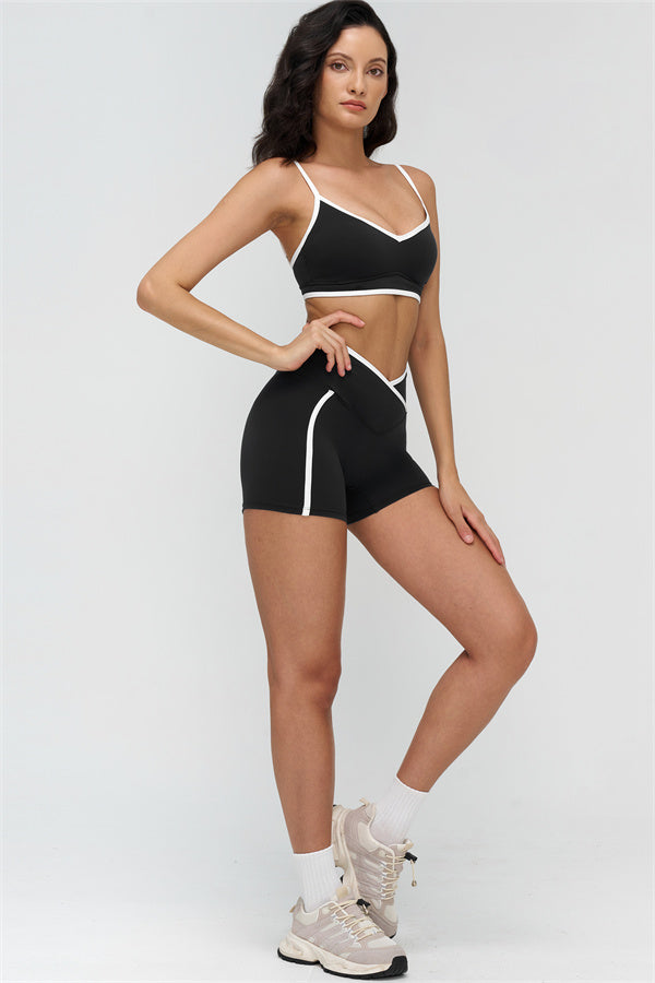 The Crave Contrast Sports Bra Shorts 2-Piece Set