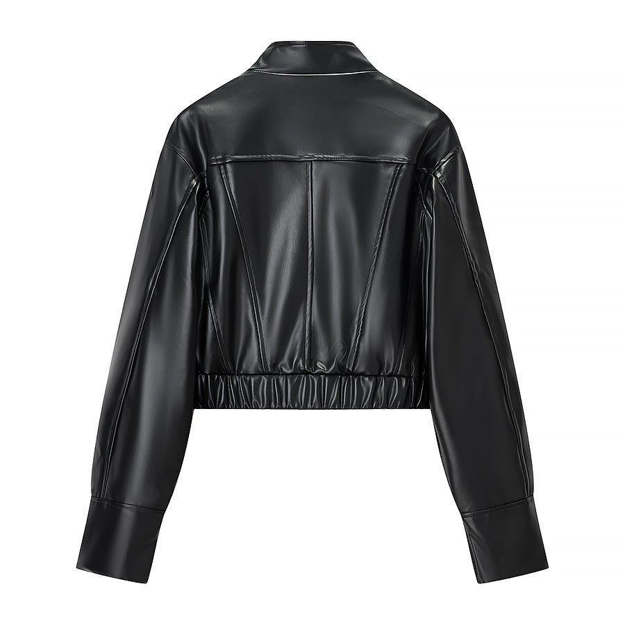 Women's Faux Leather Cropped Jacket BYMANYC ® New York CONTEMPORARY VIBRANT MODERN FASHION - New Collection