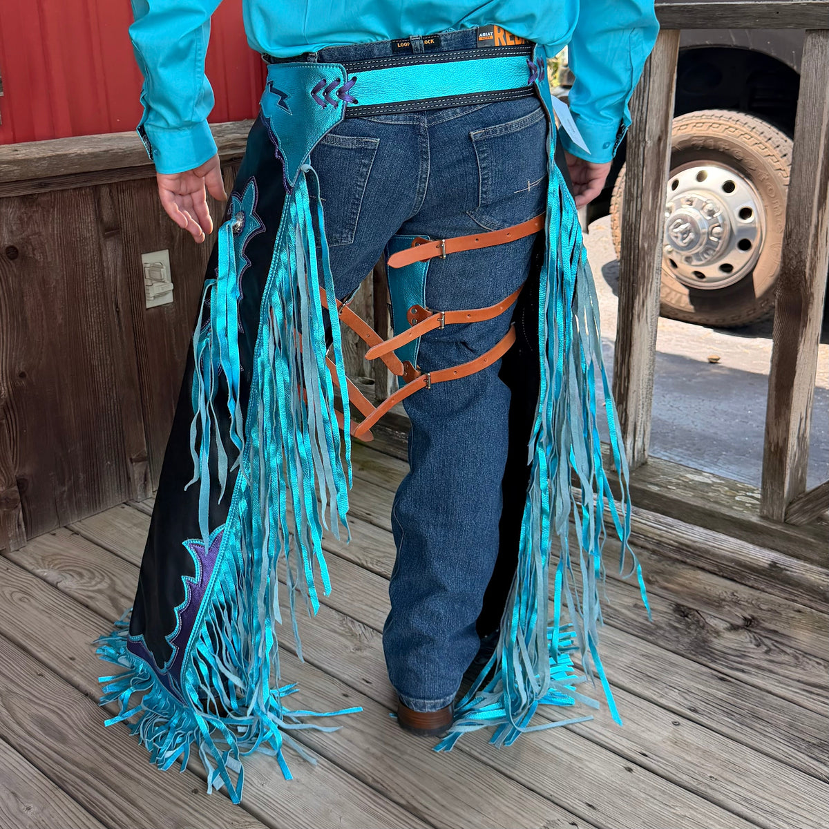 Turquoise Metallic Chaps
