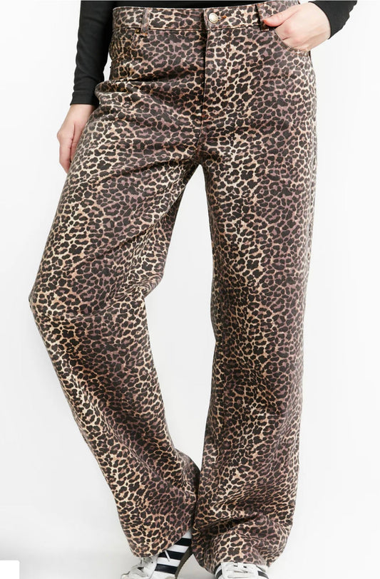 Indee - Low Waist 5 Pocket Jean Trousers, Leopard