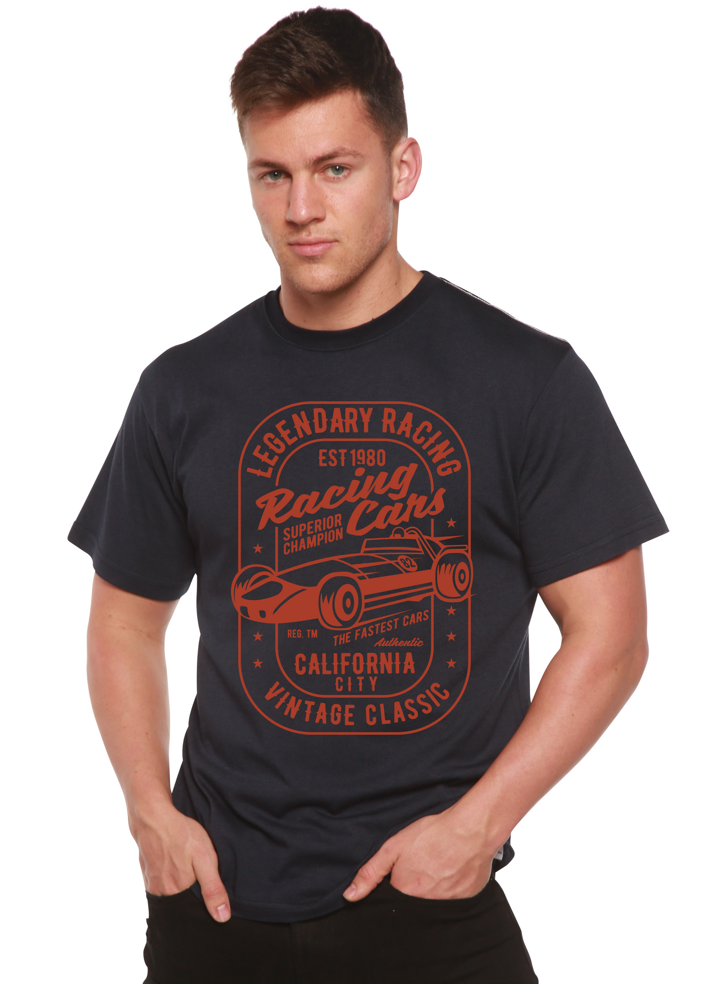 Legendary Racing Cars Men's Bamboo Viscose/Organic Cotton Short Sleeve Graphic T-Shirt