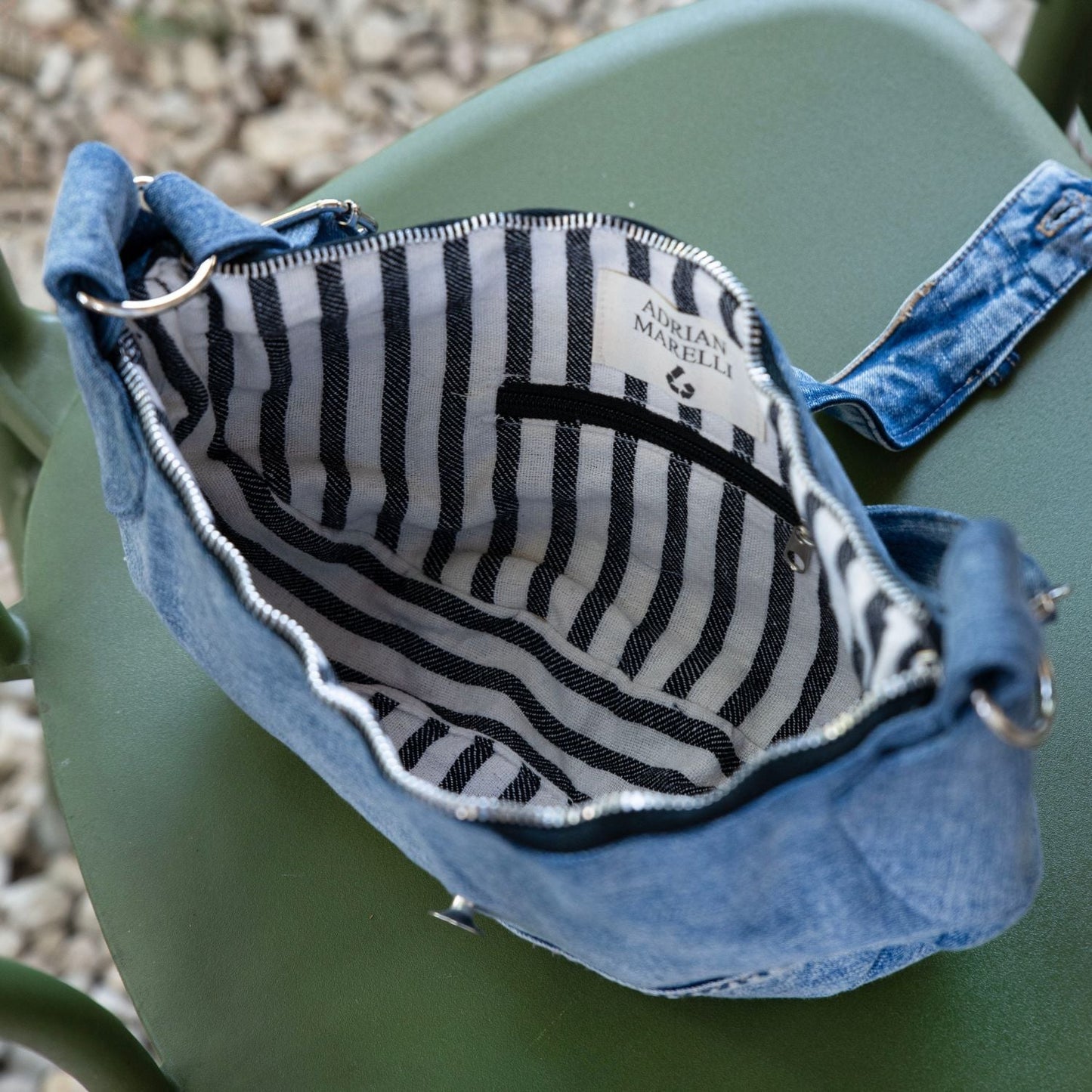 Brooklyn Crescent / Upcycled Denim Crossbody Light Blue