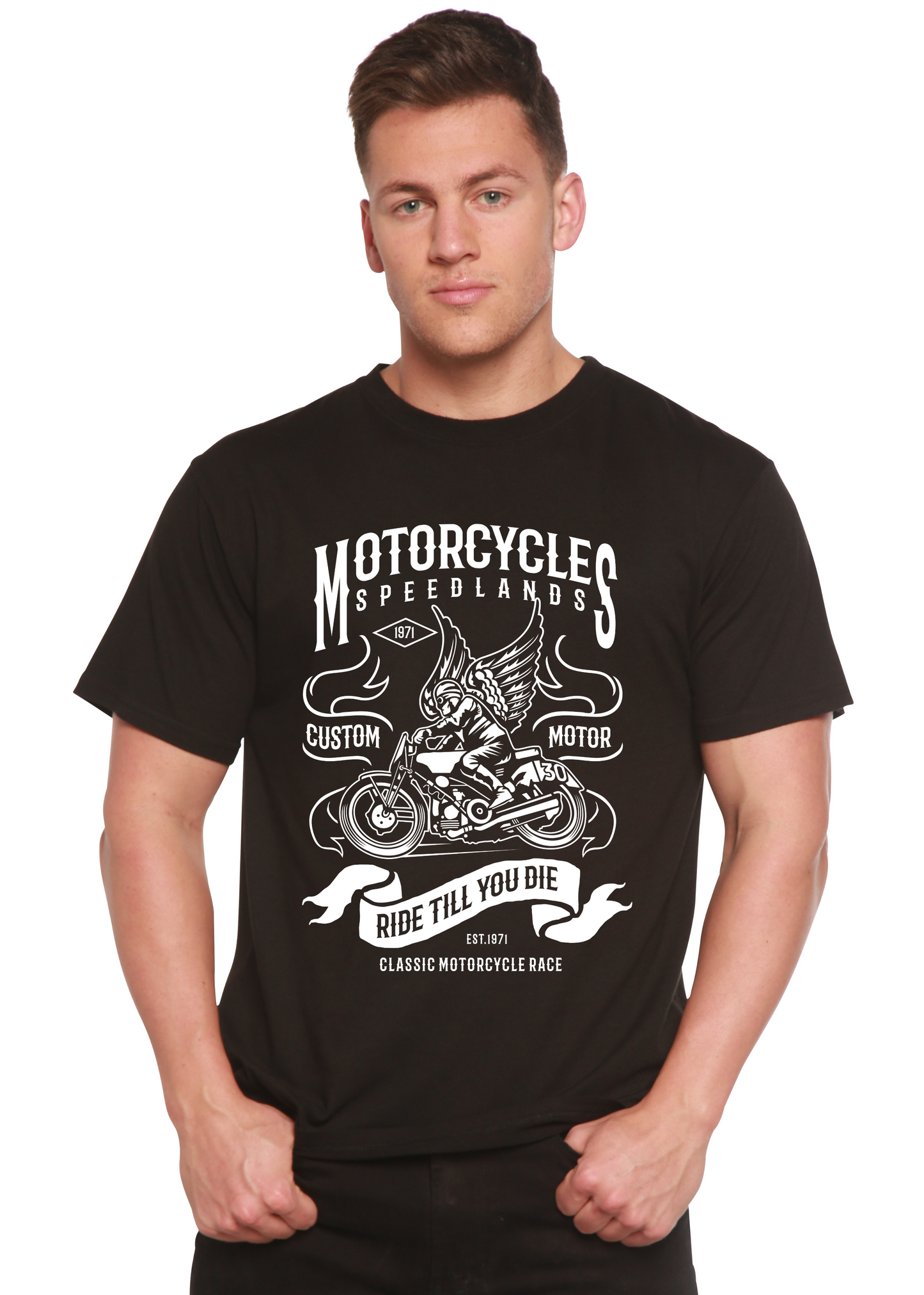 Motorcycles Men's Bamboo Viscose/Organic Cotton Short Sleeve Graphic T-Shirt