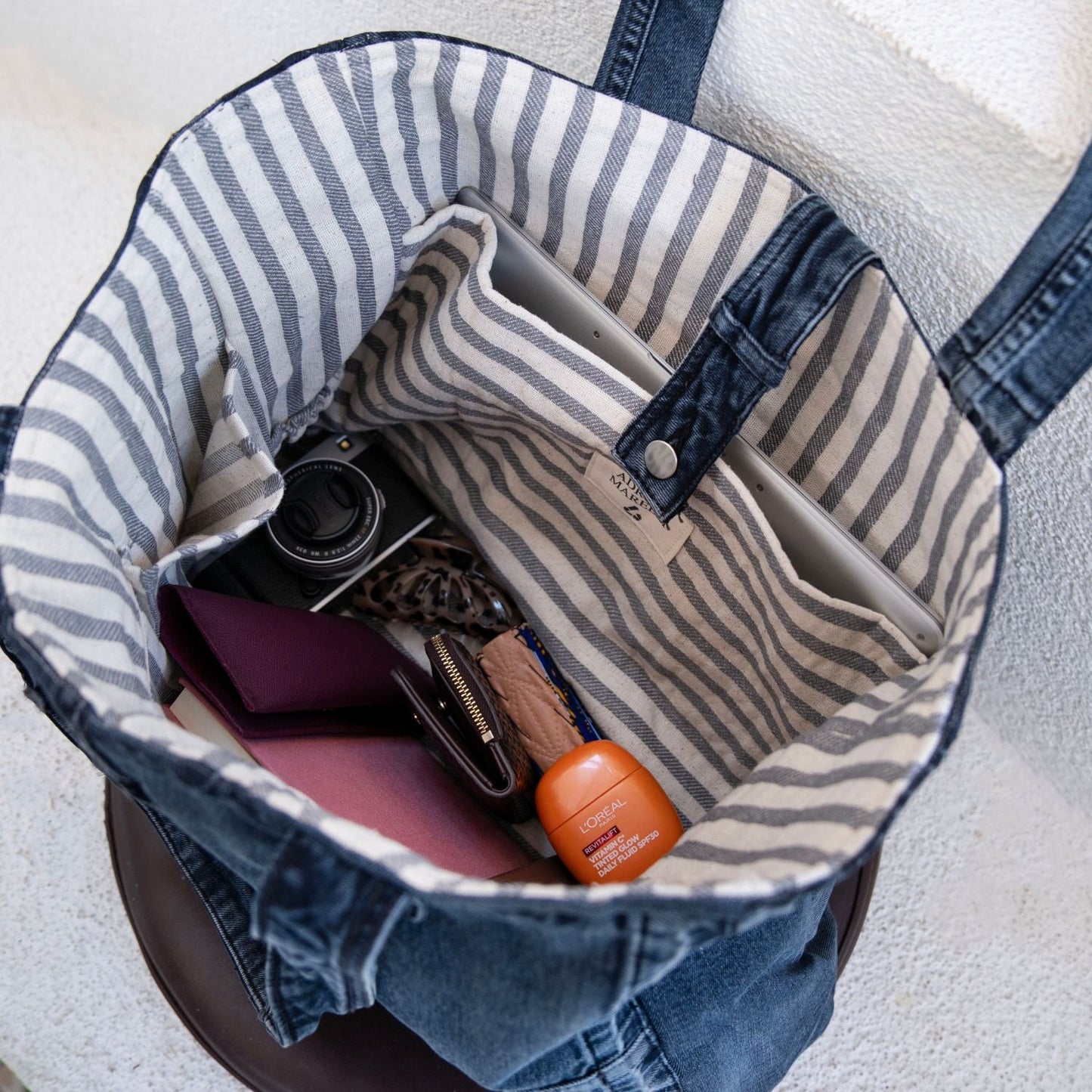 Brooklyn Heritage Tote / Recycled Denim Black