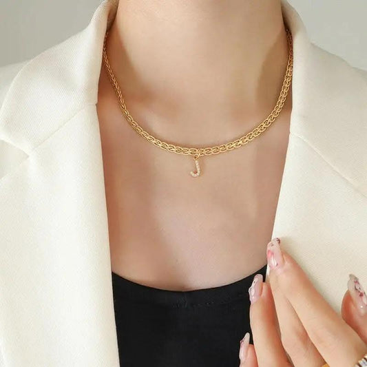 Trendsi Necklaces - Brass zircon letter pendant necklace