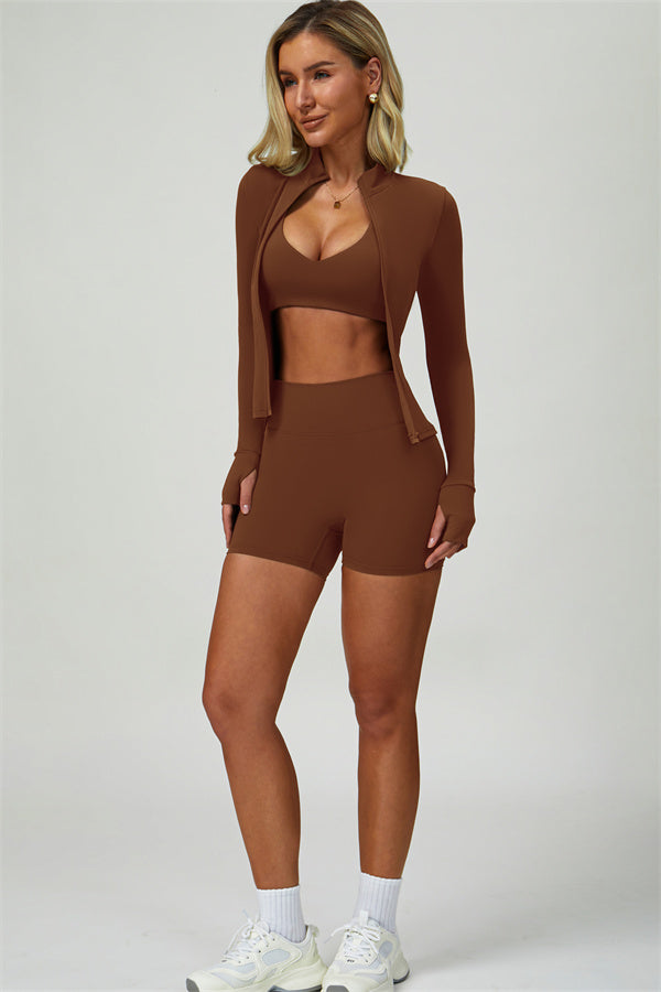The Seraphine Jacket Sports Bra Shorts 3-Piece Set