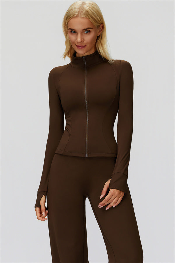The FemmeFit Zip Jacket Straight Leg Pants 2-Piece Set