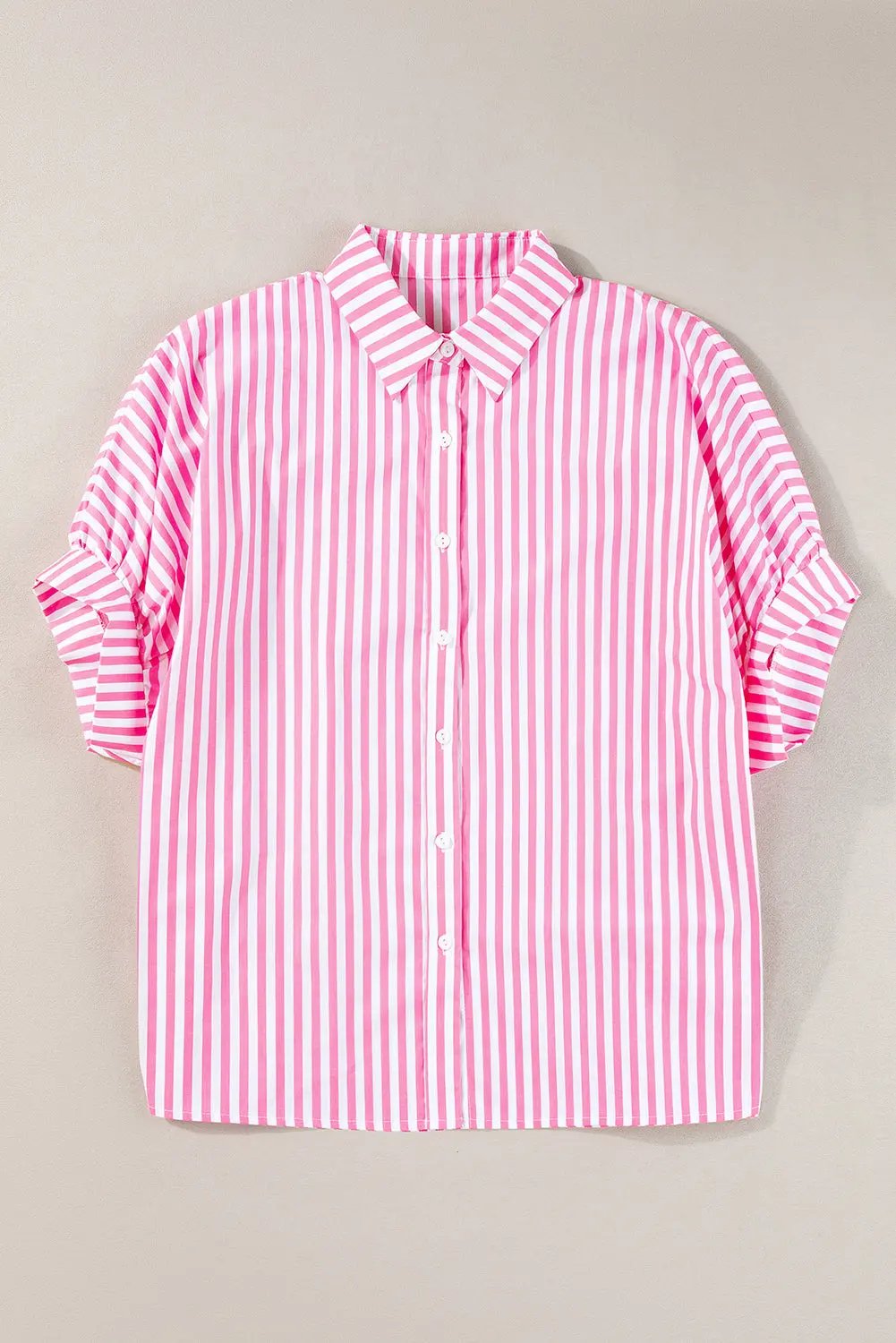 Women's Top - Pink Stripe - Oversized Dolman Sleeve