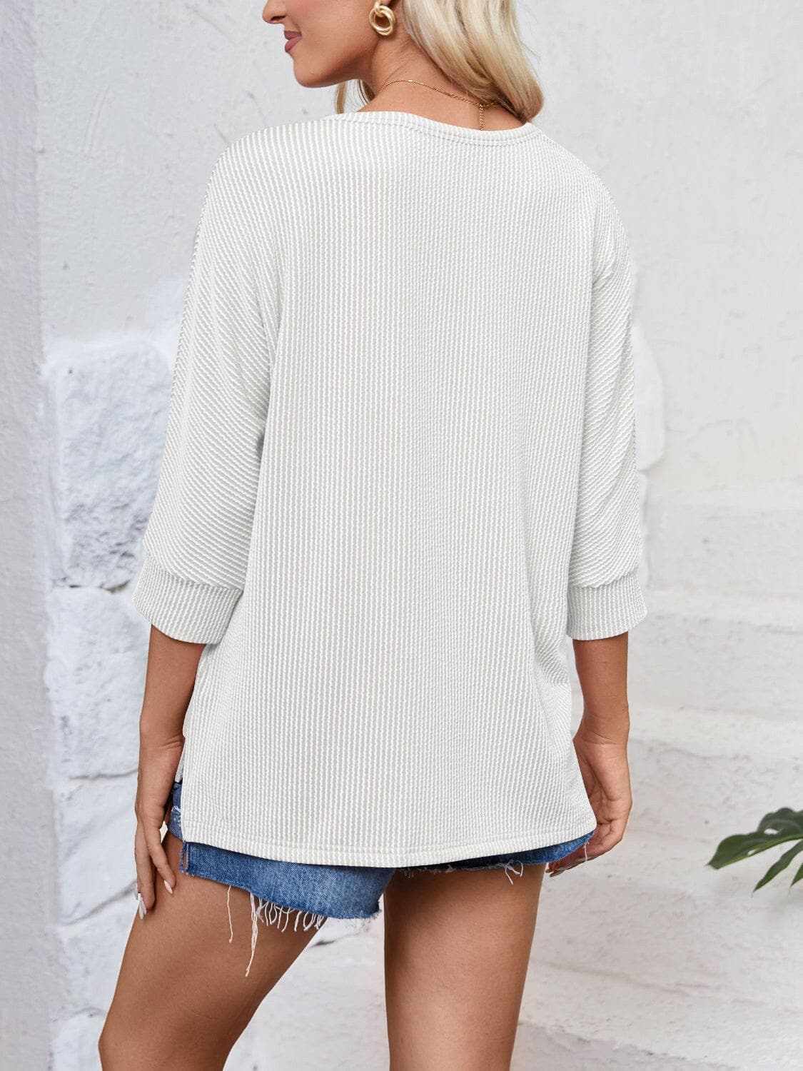 Trendsi just arrived - Textured 3/4 sleeve blouse