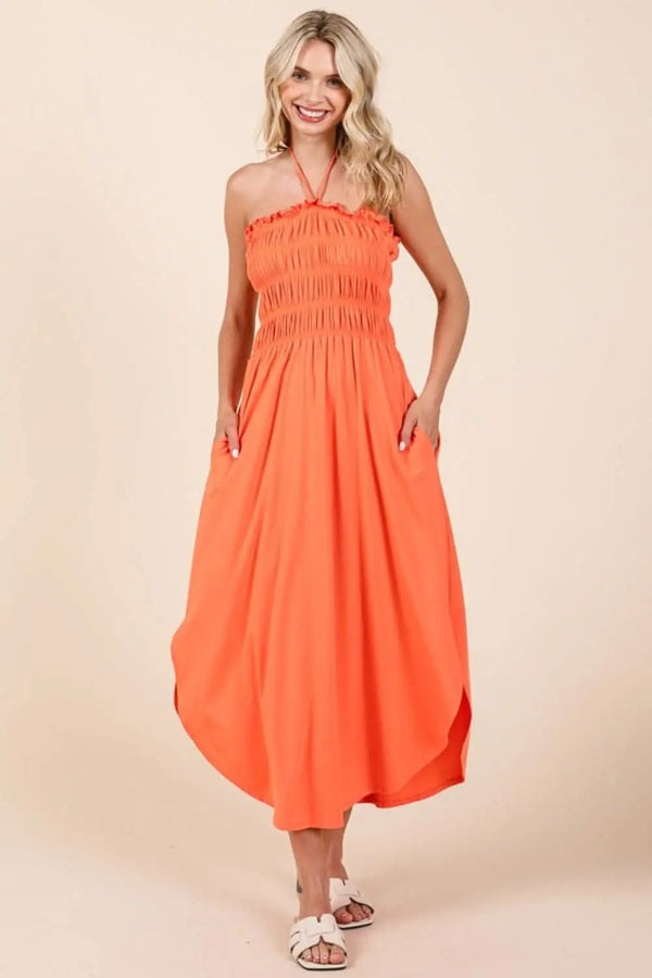 Trendsi Culture Code shirred dress with pockets