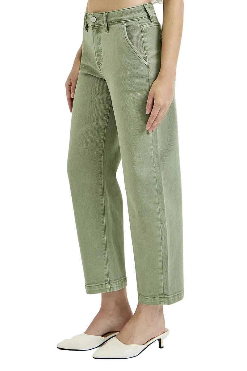 Tummy Control High Rise Crop Barrel Jeans