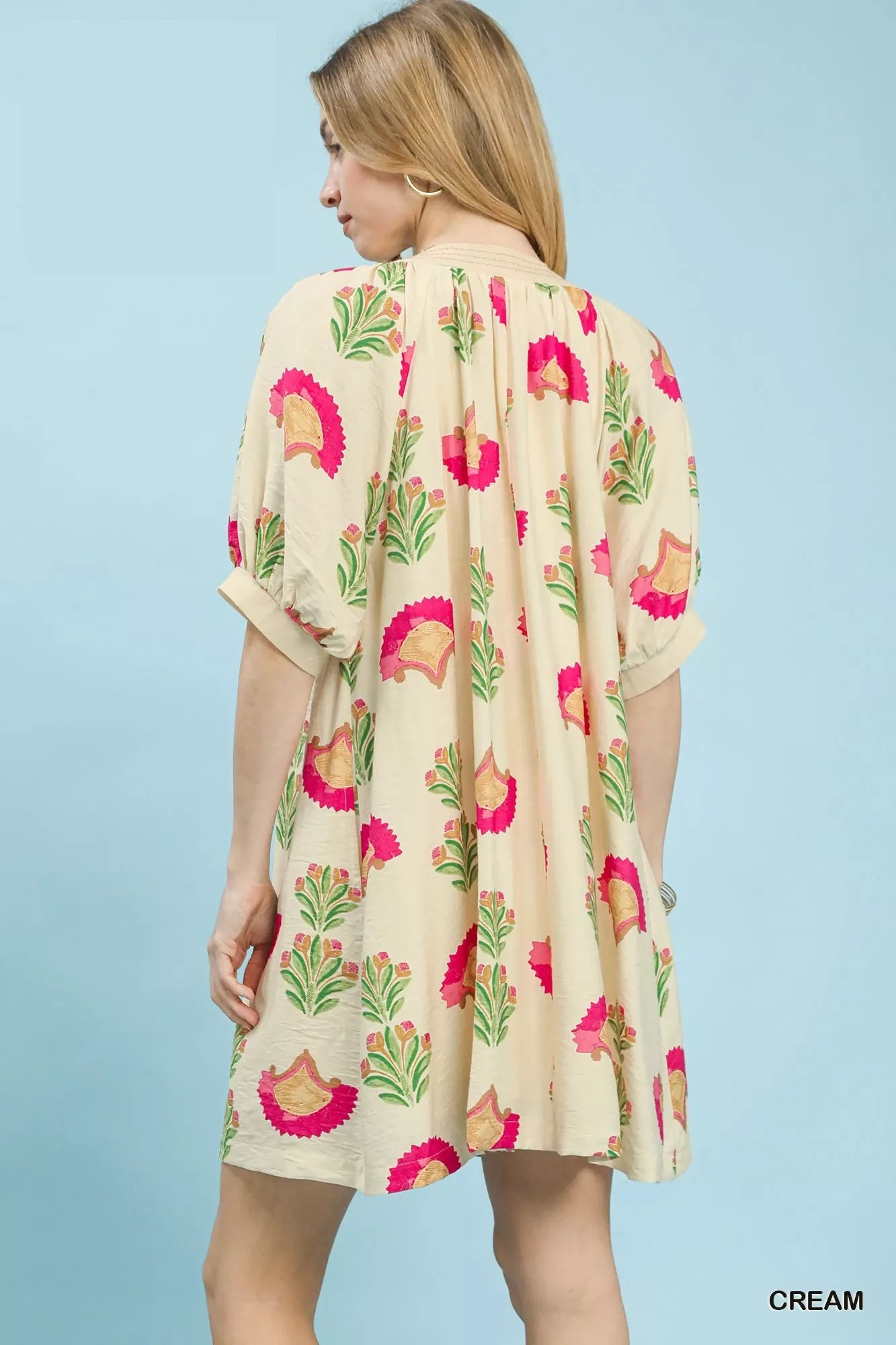 Umgee Abstract Print Mini Dress in Cream