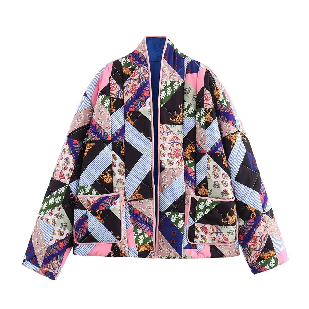 Women's Quilted Jacket Patchwork Geometric Animal Print BYMANYC ® New York CONTEMPORARY VIBRANT BOHO OUTERWEAR - New Collection