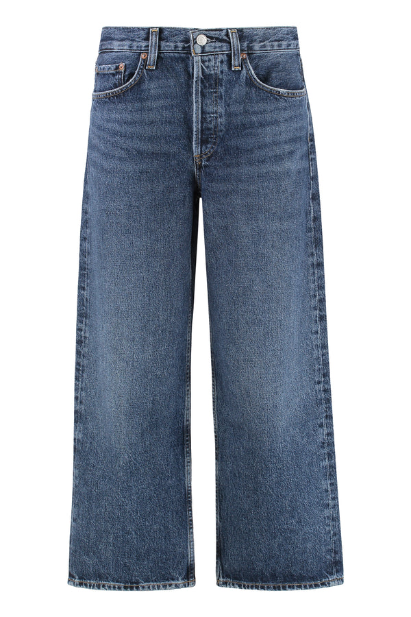 Cropped Denim Jeans With Engraved Logo