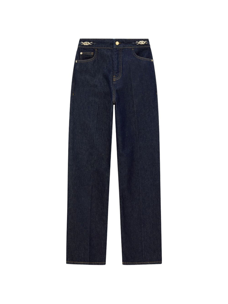 Straight Leg Jeans With Jeweled Detail