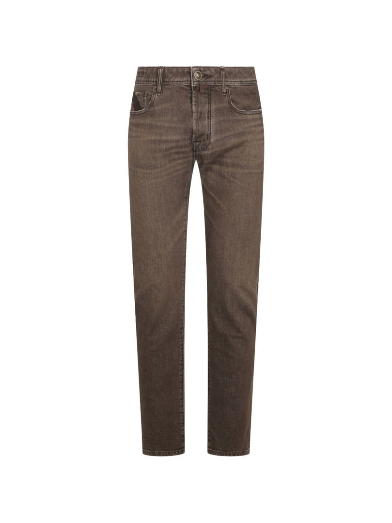 Slim Fit Jeans in Brown Cotton