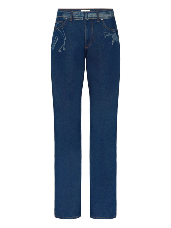 Straight Leg Jeans Blue Cotton