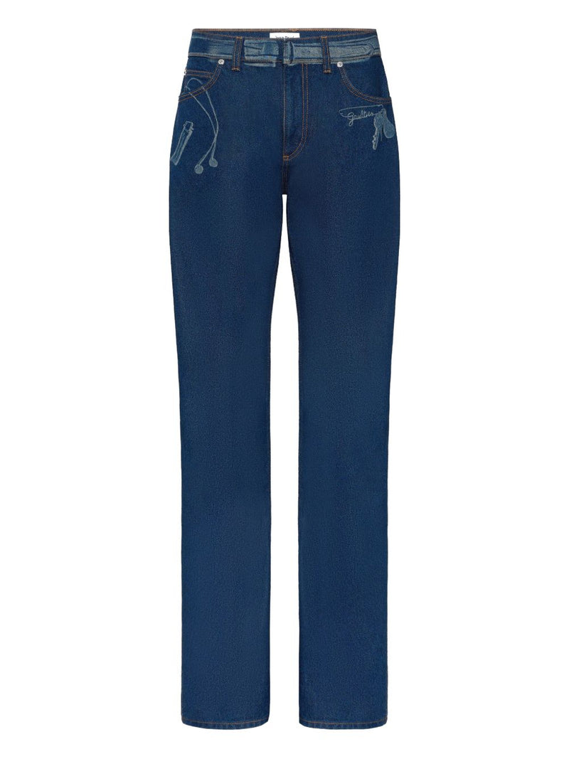 Straight Leg Jeans Blue Cotton