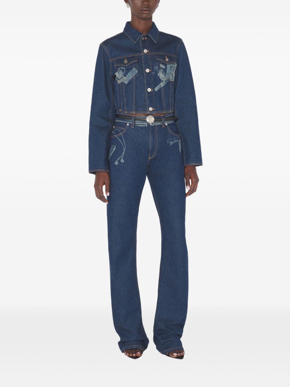 Straight Leg Jeans Blue Cotton