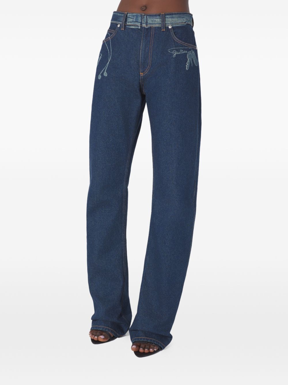 Straight Leg Jeans Blue Cotton