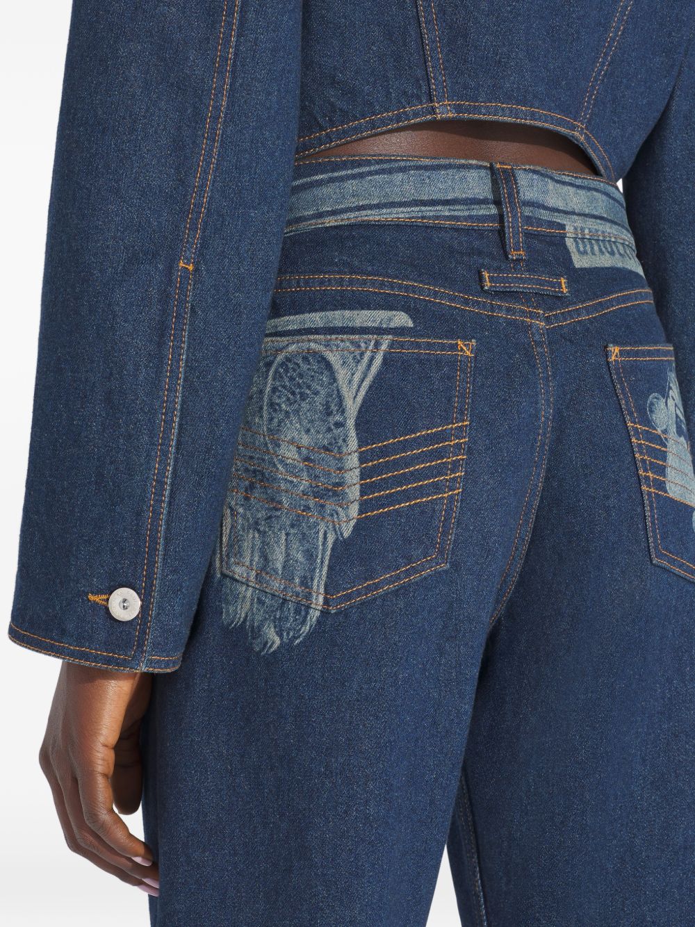 Straight Leg Jeans Blue Cotton