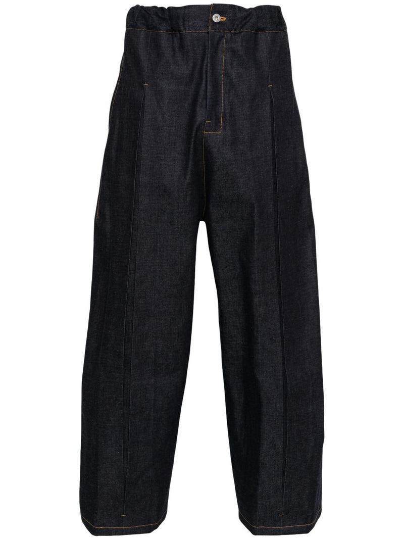Wide-Leg Box Pleat Jeans