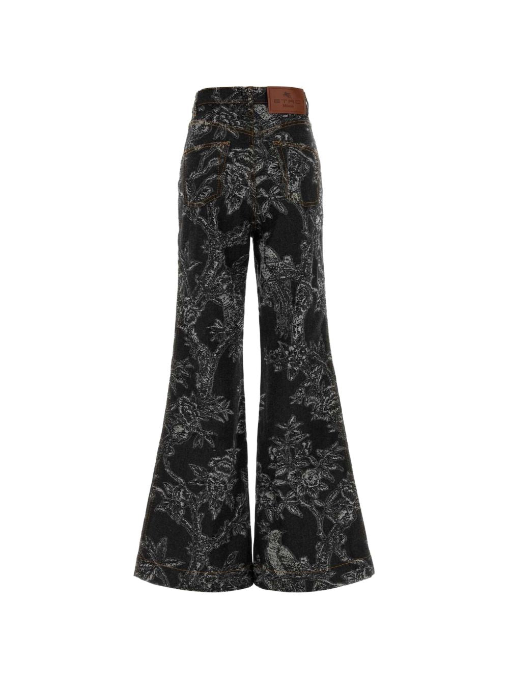 Flared Jeans With Floral Jacquard