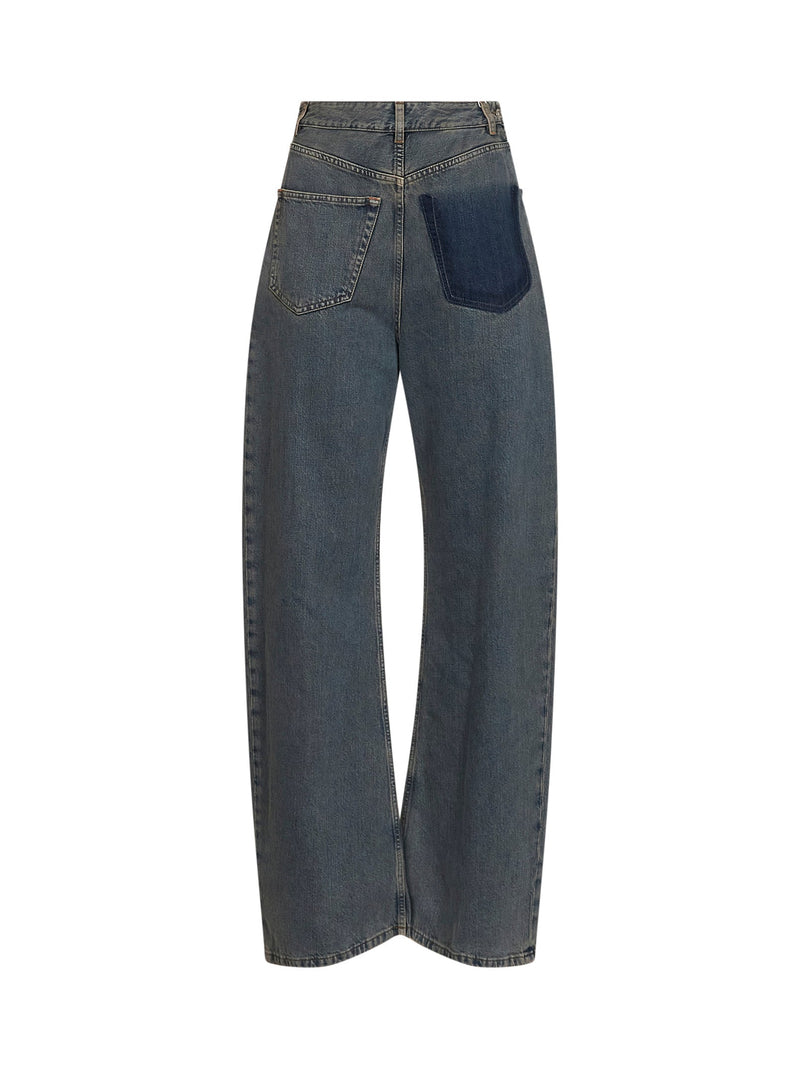 Asymmetric Wide-Leg Denim Jeans