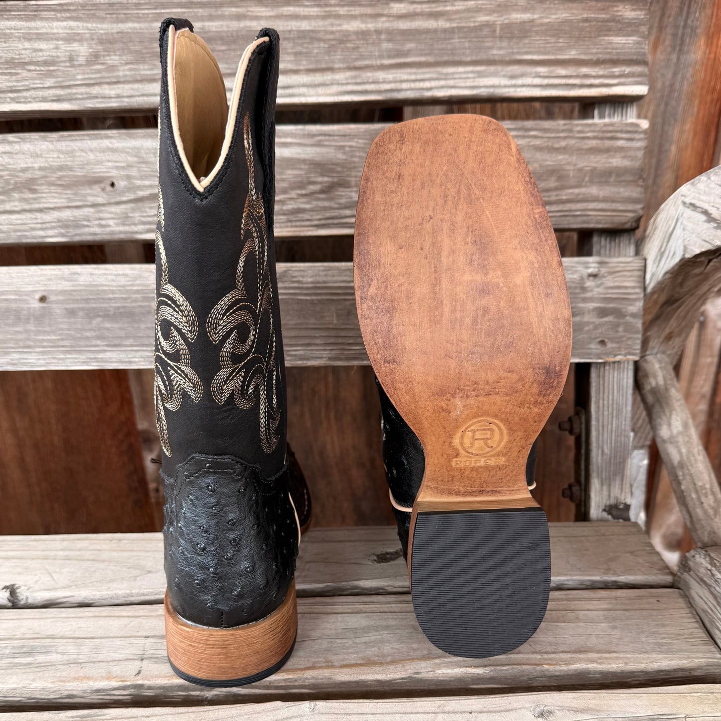 Black Faux Ostrich | Roper Womens