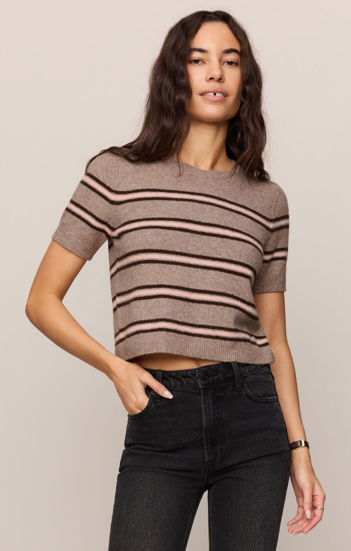 Z Supply - Gatewood Stripe Sweater, Heather Ash