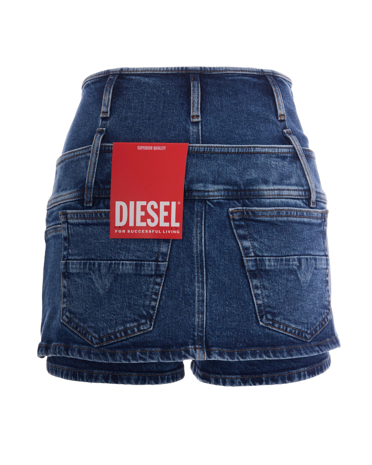 Double-Waistband Denim Skort