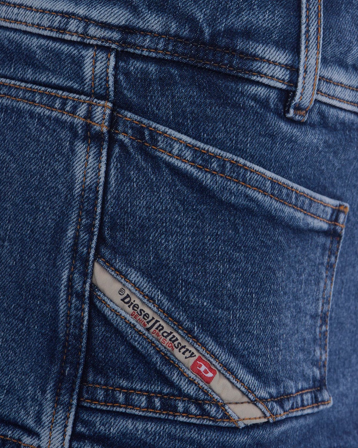 Double-Waistband Denim Skort