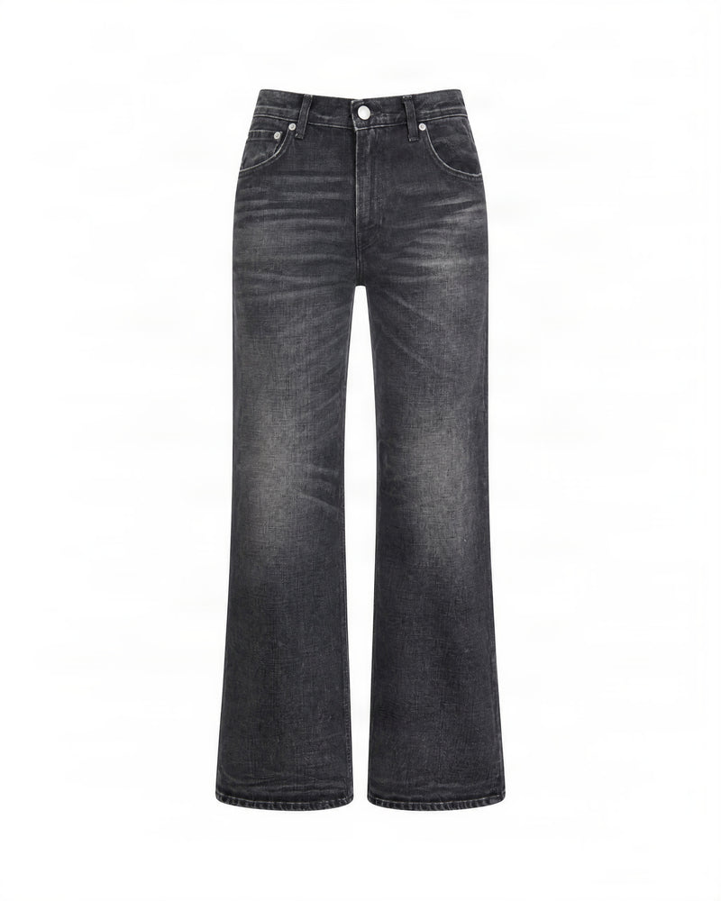 Wide-Leg High-Waisted Jeans in Dark Grey