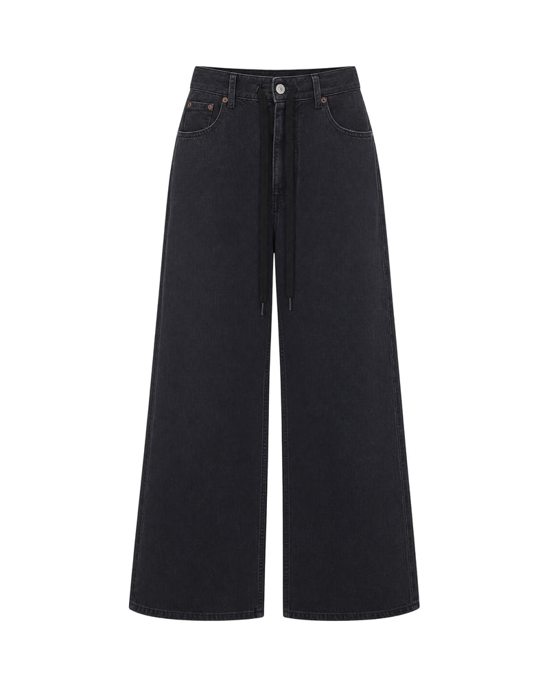 Wide-Leg Drawstring Jeans