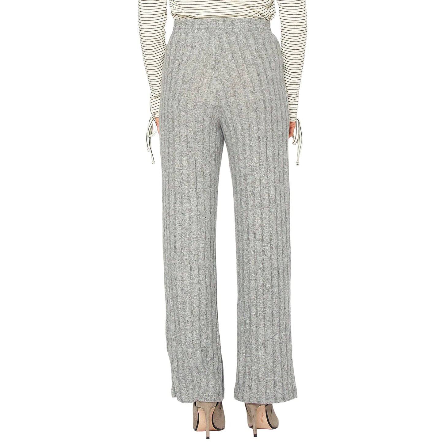 Pleione Women's High Waist Ribbed Knit Straight Pants