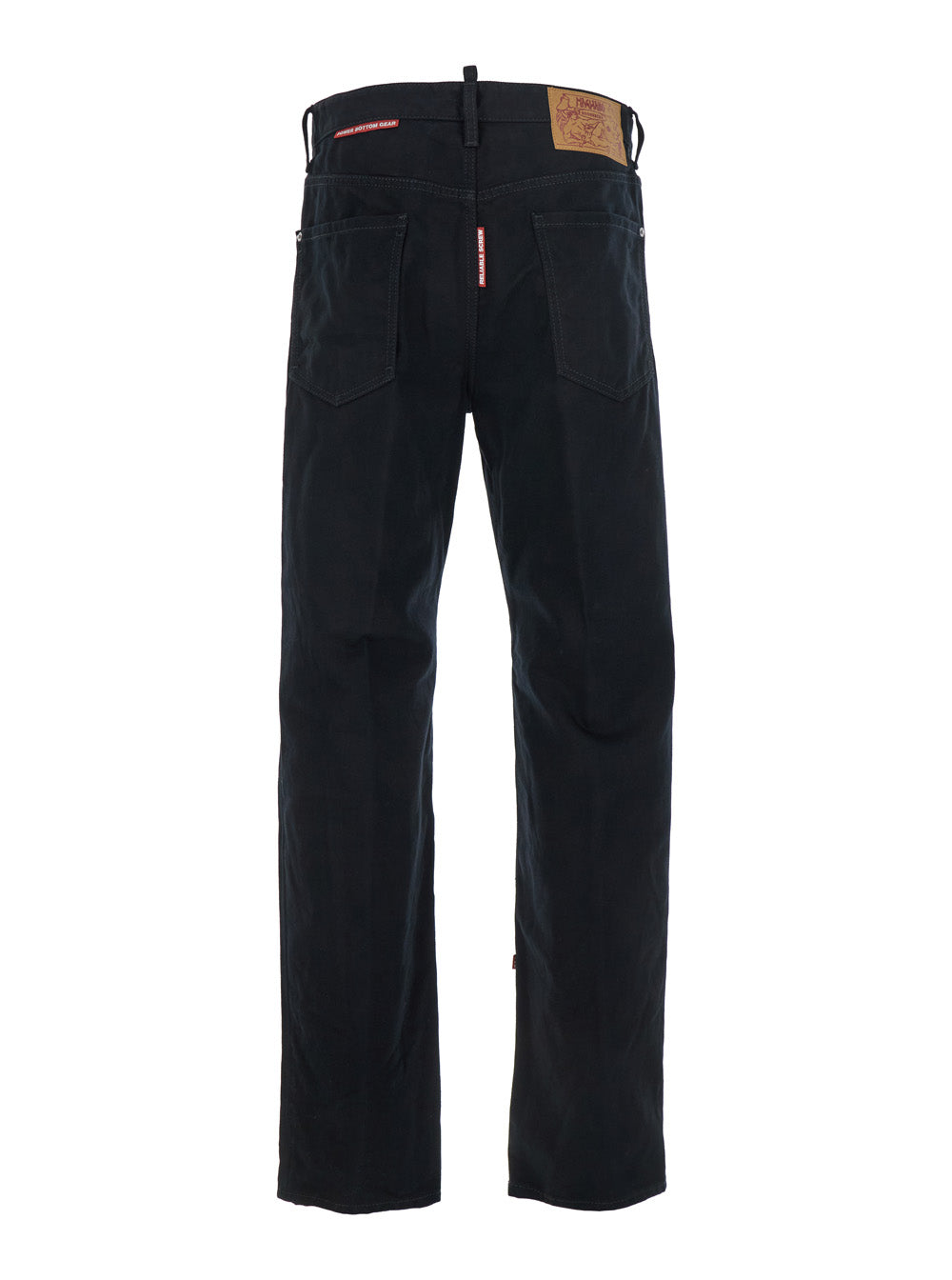 Black Jeans With Belt Loops and Logo Patch