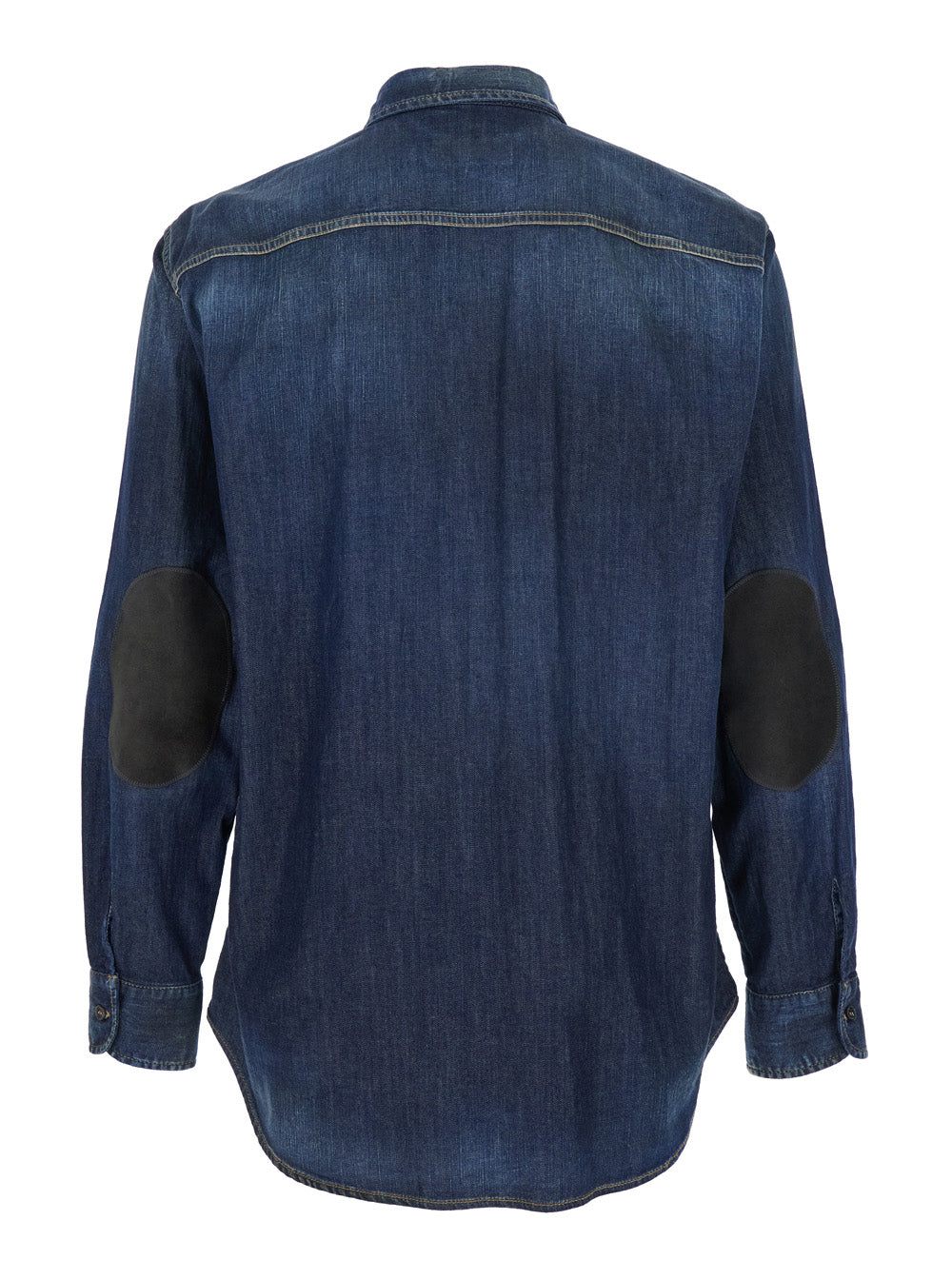 Blue Denim Shirt With Elbow Patches