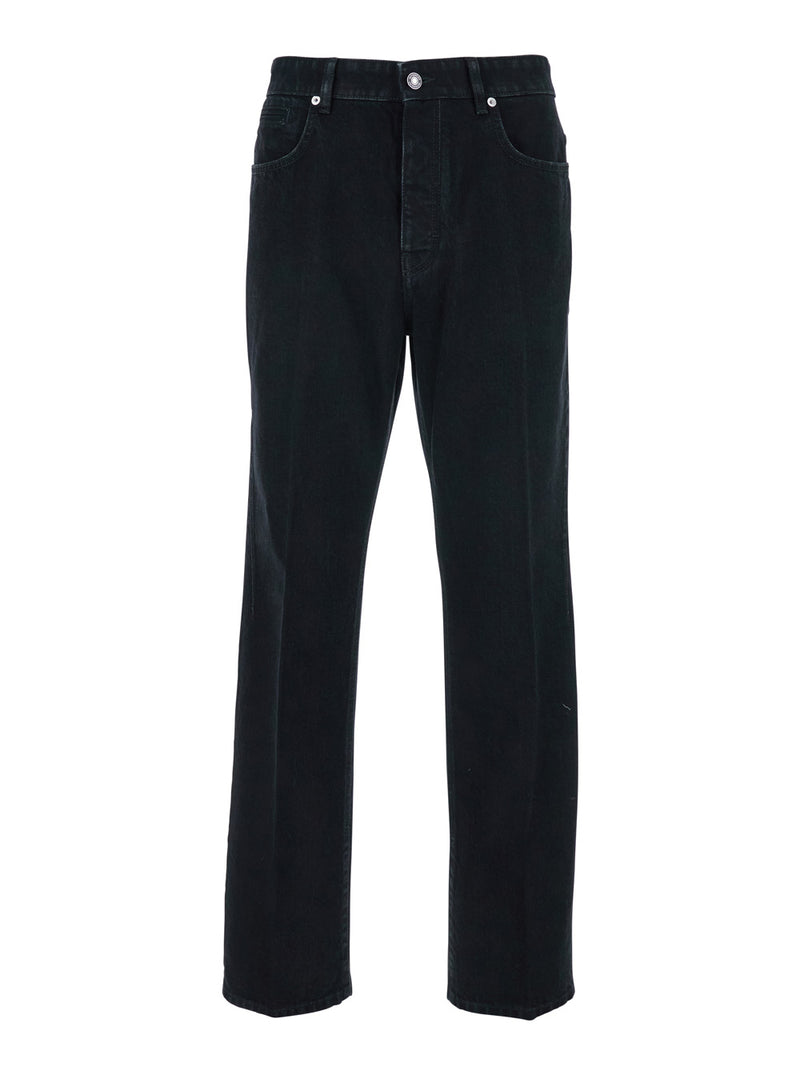 Black Denim Jeans With Belt Loops