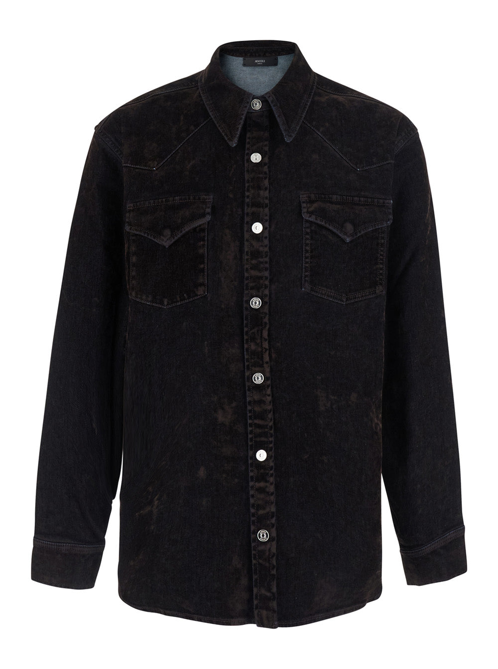 Denim Shirt With Patches in Brown Cotton