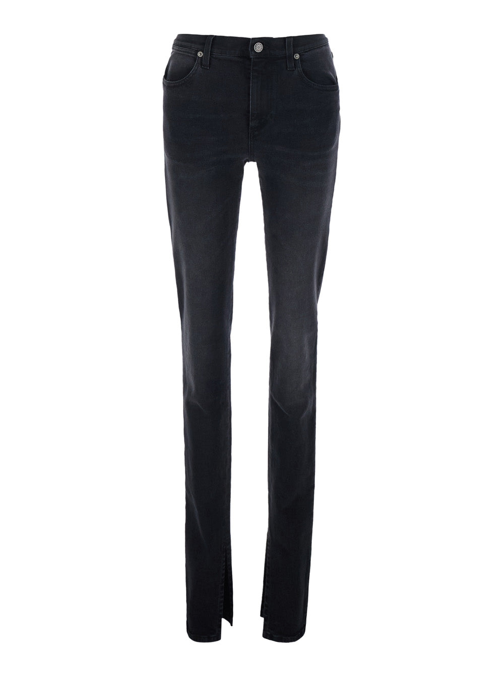 Jeans Mid-Rise Black Split Hem